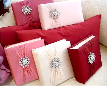 Red, Pink and White Silk Photo Albums