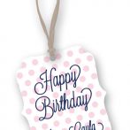 Light Pink Striped Dot Birthday Die Cut Raffia Tags