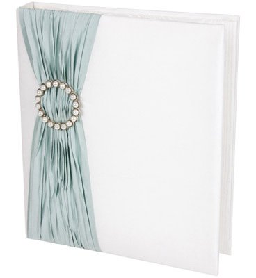 White Silk Photo Album with Ribbon