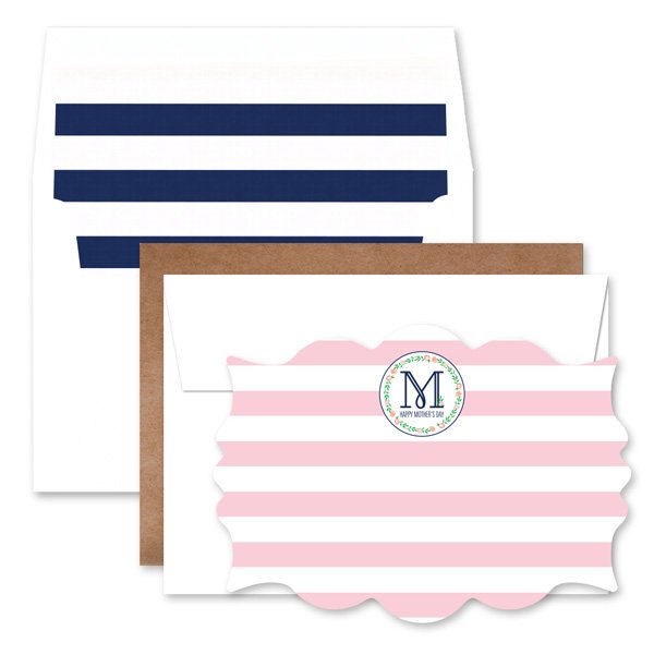Light Pink and Navy Mother’s Day Die Cut Stationery